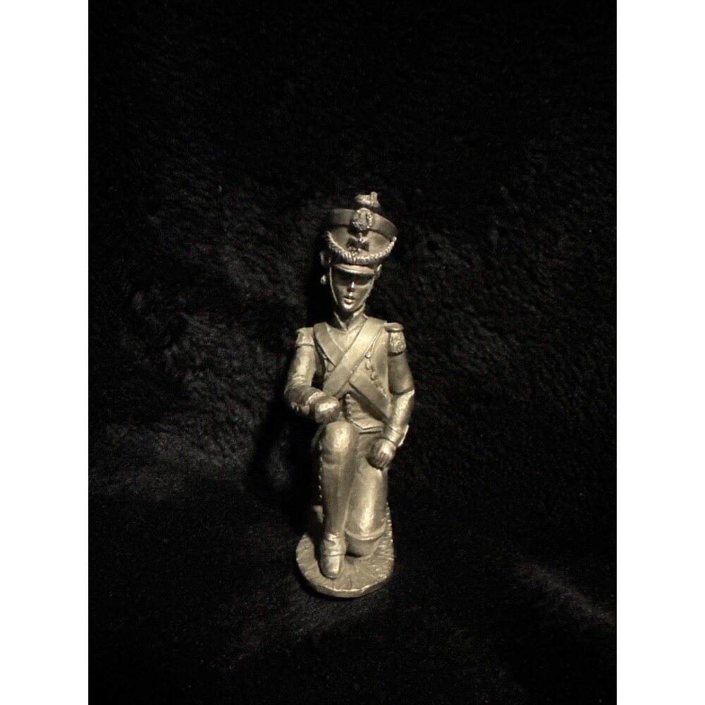 Vintage 70s Les Etains Du Prince Pewter Soldier Figurine Kneeling 3"